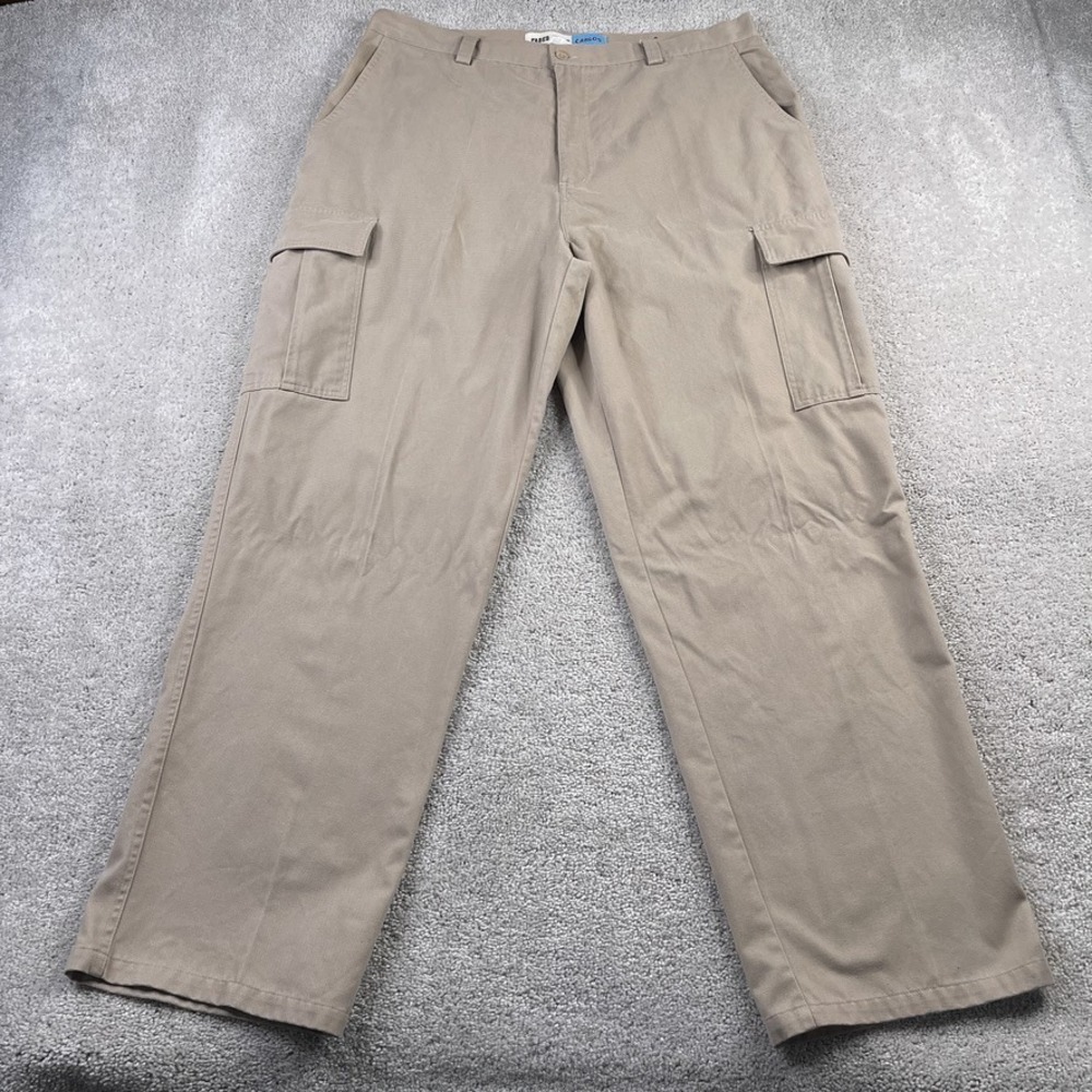 Vintage Faded Glory Pants Mens 38x32 Tan Khaki Cargo Loose Baggy Skater Y2K